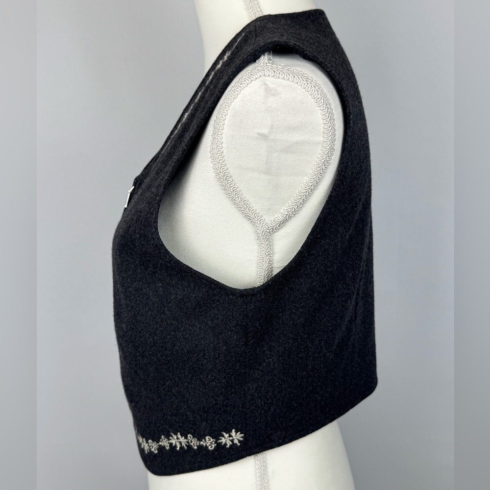 Vintage Gap Boiled Wool Vest Embroidery Full Zip Charcoal Grey Nordic Medium - Picture 5 of 9